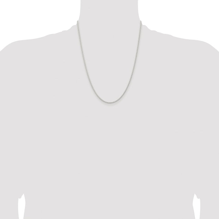 Buy Stylish 1.8mm Rhodium-Plated Solid Rope Chain in Sterling Silver-4