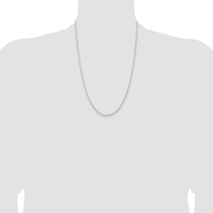 Buy Stylish 1.8mm Rhodium-Plated Solid Rope Chain in Sterling Silver-4