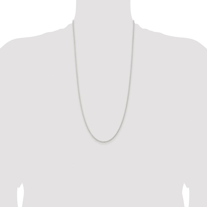 Buy Stylish Rhodium-Plated Solid Rope Chain 1.8mm in Sterling Silver - Affordable Value!-4