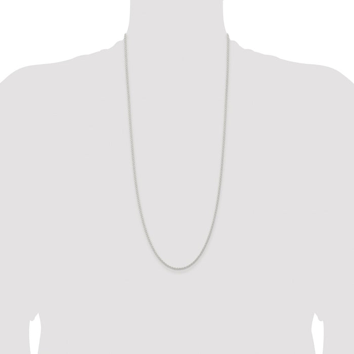 Buy Stylish 1.8mm Rhodium-Plated Solid Rope Chain in Sterling Silver-4