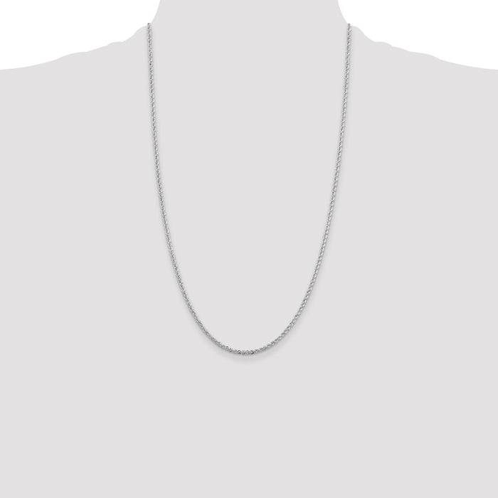 Buy Stylish 2.3mm Rhodium-Plated Solid Rope Chain in Quality Sterling Silver-4