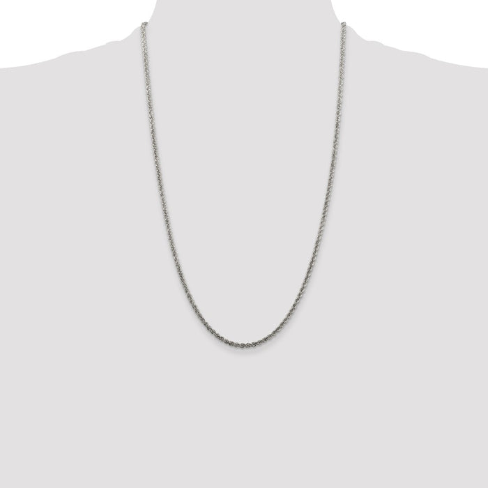 Designer 2.5mm Solid Sterling Silver Rope Chain - Affordable Luxury Jewelry-4