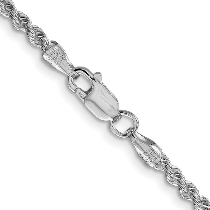 Buy Stylish Rhodium-Plated 2.5mm Solid Rope Chain in Sterling Silver-3
