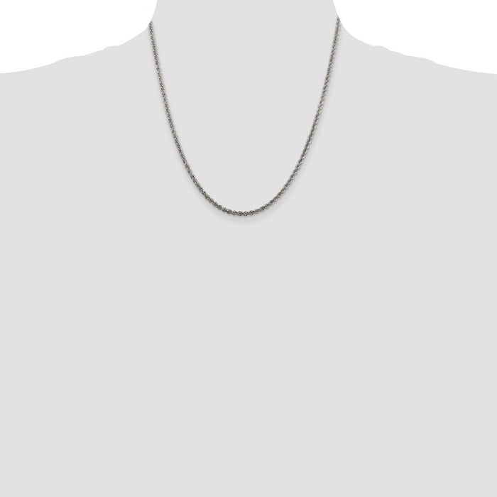 Buy Stylish 2.5mm Rhodium-Plated Solid Rope Chain in Sterling Silver-4