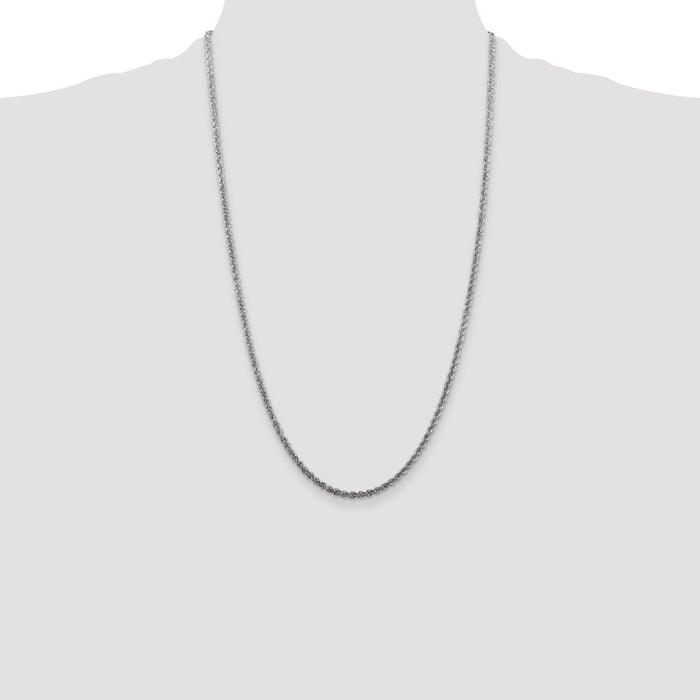 Buy Stylish 2.5mm Rhodium-Plated Solid Rope Chain in Sterling Silver-4