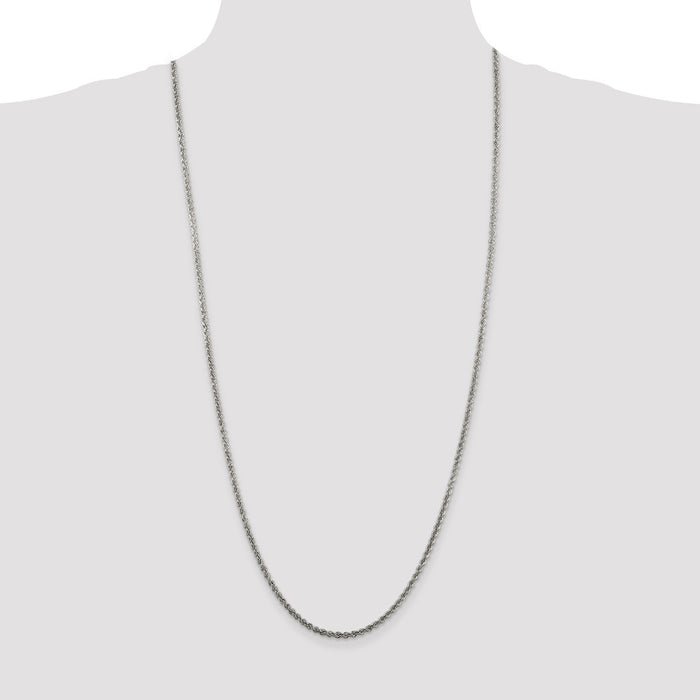 Buy Stylish Rhodium-Plated 2.5mm Solid Rope Chain in Sterling Silver-4