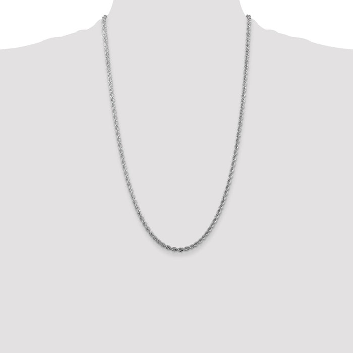 Exclusive 3mm Solid Rope Chain in Rhodium-Plated Sterling Silver - Affordable Luxury-4