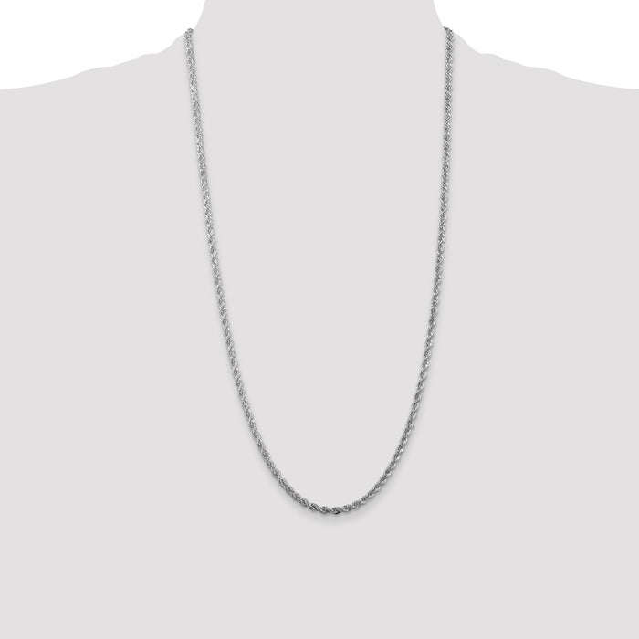 Buy 3mm Solid Rope Chain - Stylish Rhodium-Plated Sterling Silver Jewelry-4