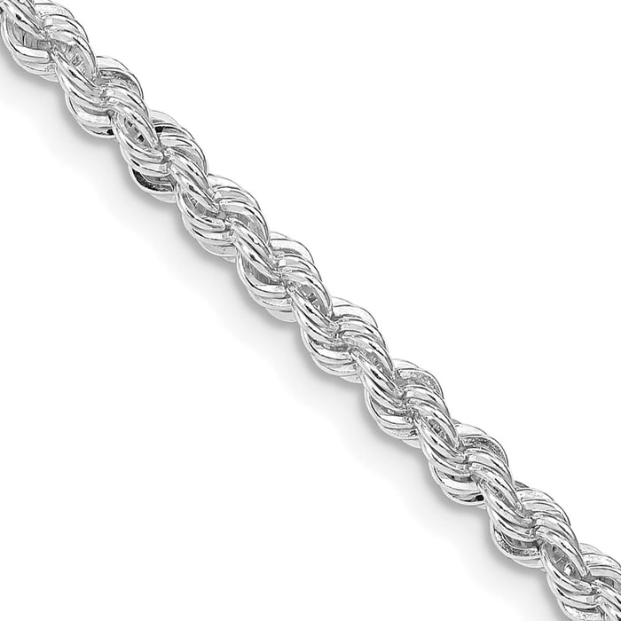 Exclusive 3mm Solid Rope Chain in Rhodium-Plated Sterling Silver - Affordable Luxury-1