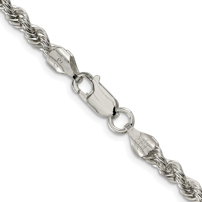 Buy Stylish 4.3mm Rhodium-Plated Solid Rope Chain in Sterling Silver-3