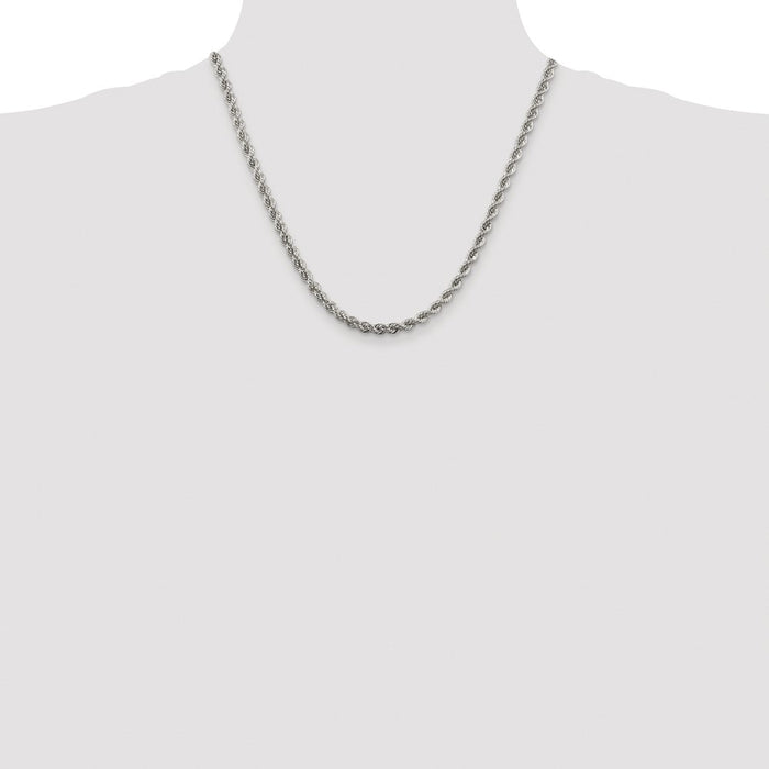 High-Quality Rhodium-Plated Sterling Silver 4.3mm Rope Chain | Stylish Value-4