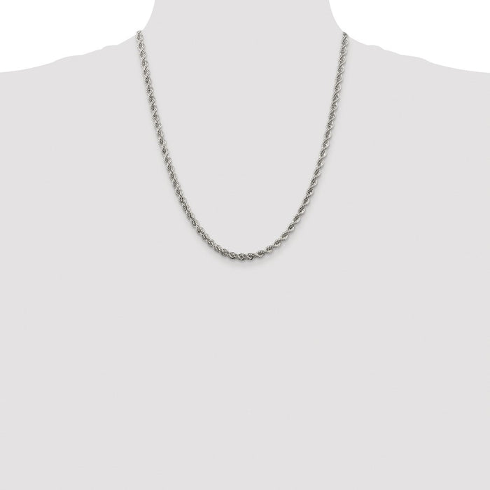 Buy Stylish 4.3mm Rhodium-Plated Sterling Silver Rope Chain - Luxury Quality-4