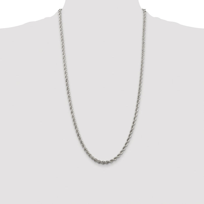 Buy Stylish 4.3mm Rhodium-Plated Solid Rope Chain in Sterling Silver-4