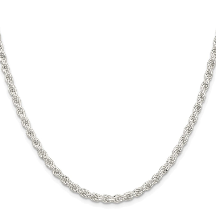 Buy Stylish 4.5mm Rhodium-Plated Solid Rope Chain in Sterling Silver - Affordable!-2