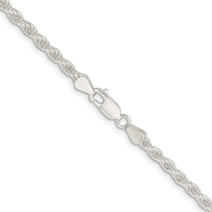 Buy Stylish 4.5mm Rhodium-Plated Solid Rope Chain in Sterling Silver - Affordable!-3