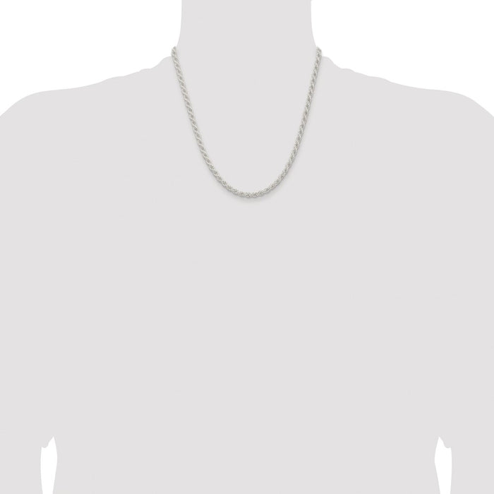 Exclusive Rhodium-Plated Sterling Silver 4.5mm Solid Rope Chain | Stylish Value-4
