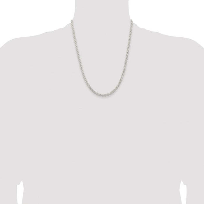 Buy Stylish 4.5mm Rhodium-Plated Solid Rope Chain in Sterling Silver - Affordable!-4