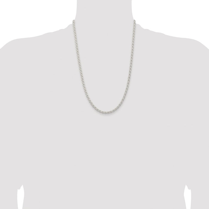 Exclusive Rhodium-Plated Sterling Silver 4.5mm Solid Rope Chain - Stylish Value!-4