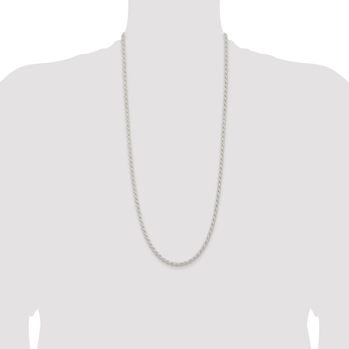 Buy Stylish Rhodium-Plated Sterling Silver 4.5mm Solid Rope Chain - Affordable Luxury-4