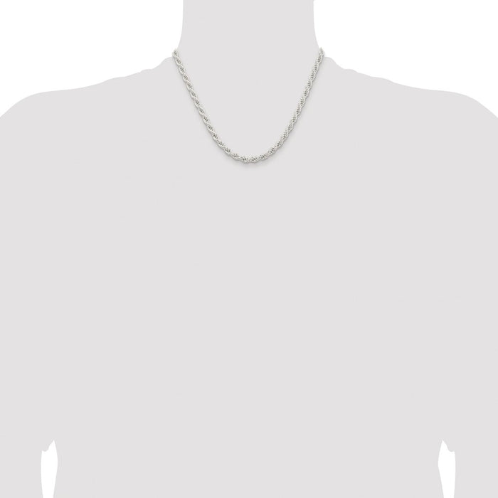 Buy Stylish 5mm Rhodium-Plated Solid Rope Chain in Sterling Silver - Luxury Value!-4