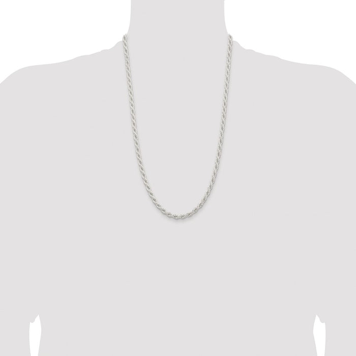 High-Quality Rhodium-Plated Sterling Silver 5mm Solid Rope Chain | Stylish Value-4