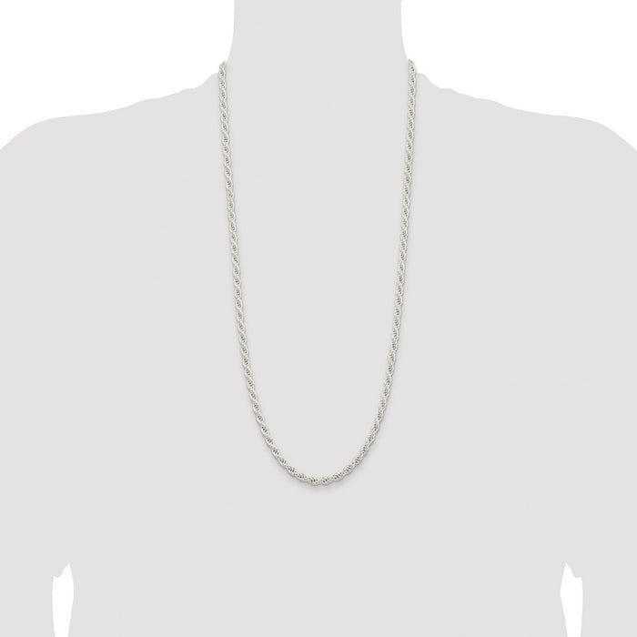 Buy Stylish 5mm Solid Rope Chain in Sterling Silver - Rhodium-Plated Luxury-4