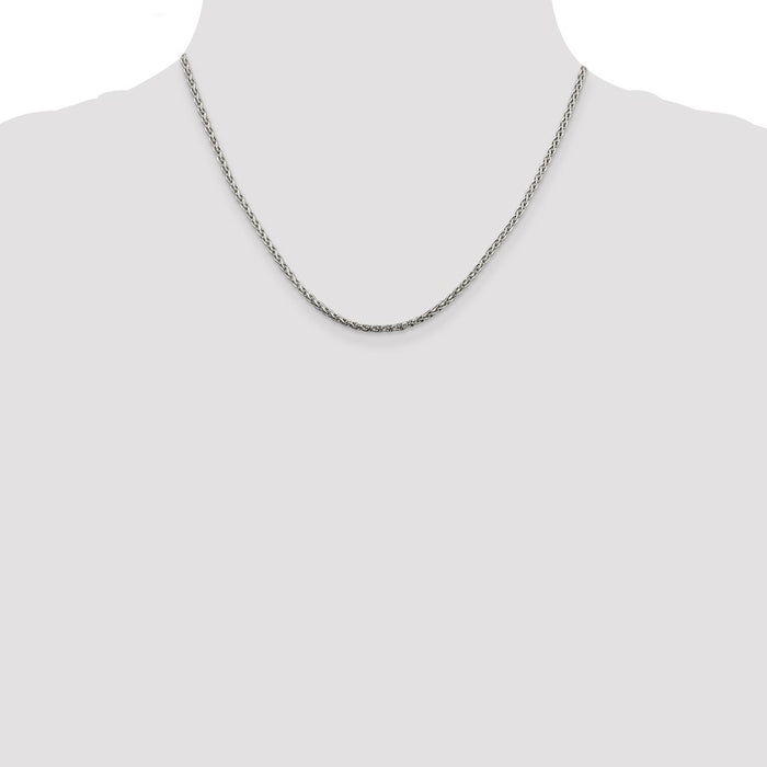 Designer 2mm Diamond-Cut Spiga Chain in Sterling Silver | Stylish 2-Inch Extension-4