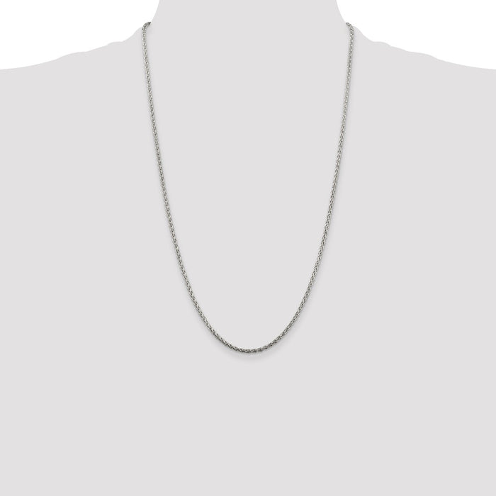 Buy Stylish 2mm Diamond-Cut Spiga Chain in Sterling Silver - Affordable Luxury!-4