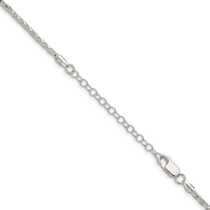 Designer 2mm Diamond-Cut Spiga Chain in Sterling Silver | Stylish 2-Inch Extension-3