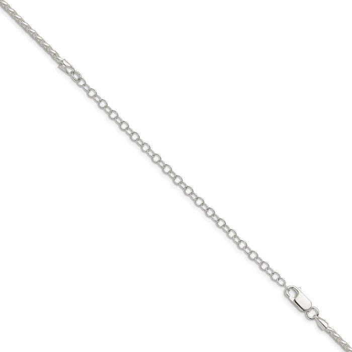 High-Quality Sterling Silver 2mm Diamond-Cut Spiga Chain with 4-Inch Extension-3