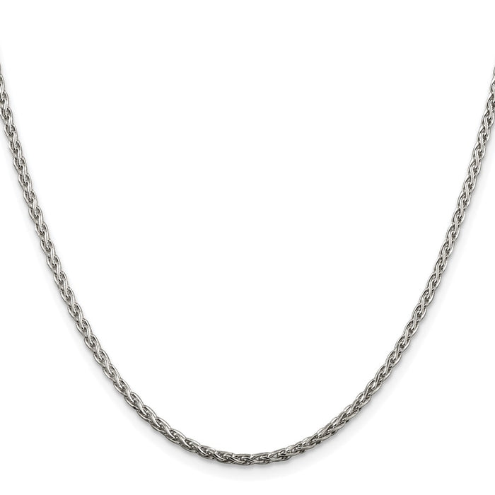 Buy Stylish 2mm Rhodium-Plated Diamond-Cut Spiga Chain in Sterling Silver-2