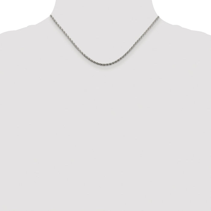 High-Quality Rhodium-Plated 2mm Diamond-Cut Spiga Chain | Stylish Sterling Silver-4