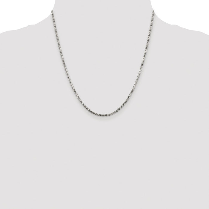 Buy Exclusive 2mm Diamond-Cut Spiga Chain in Rhodium-Plated Sterling Silver-4