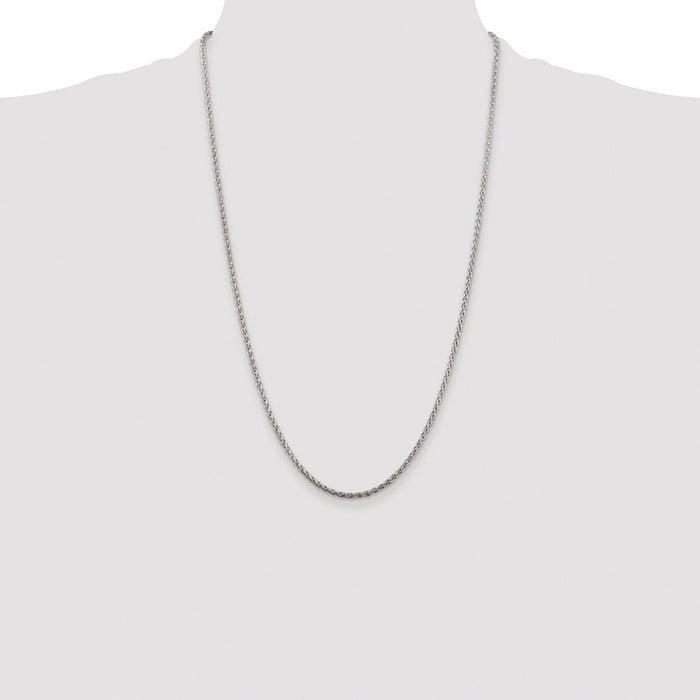 Exclusive 2mm Diamond-Cut Spiga Chain in Rhodium-Plated Sterling Silver-4