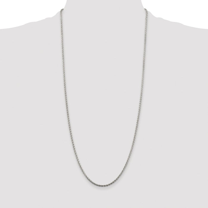 High-Quality Rhodium-Plated 2mm Diamond-Cut Spiga Chain in Sterling Silver-4