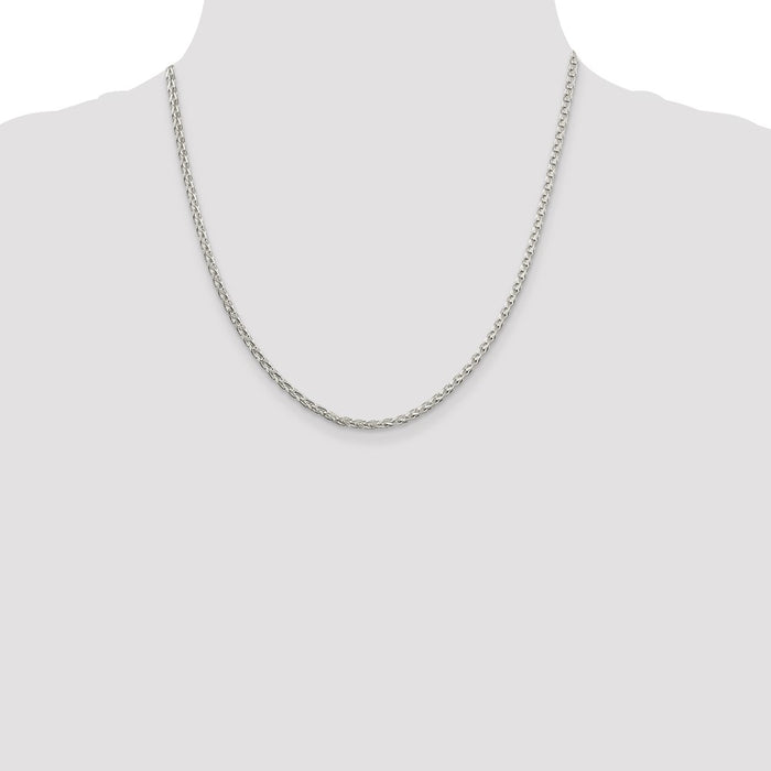 Buy Stylish Diamond-Cut Spiga Chain in Sterling Silver - 2.75mm Thickness-4