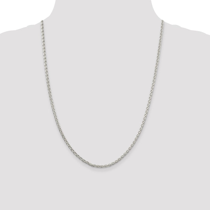 Buy 2.75mm Diamond-Cut Spiga Chain in Sterling Silver - Stylish & Affordable!-4