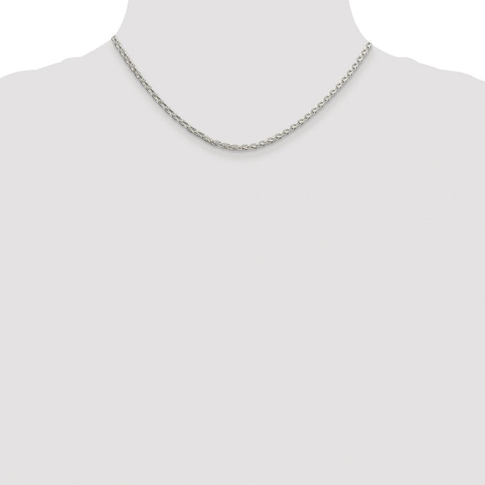 Order Stylish Rhodium-Plated Sterling Silver 2.75mm Diamond-Cut Chain-4