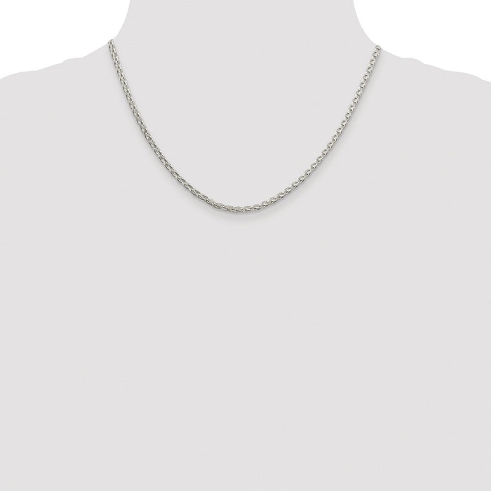 Buy Stylish Rhodium-Plated Sterling Silver 2.75mm Diamond-Cut Spiga Chain-4