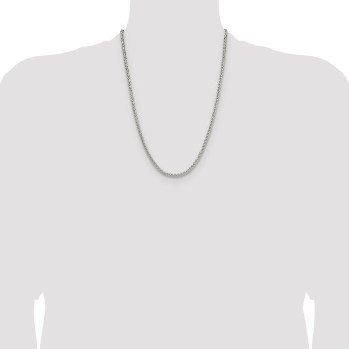 Buy Stylish 3.5mm Diamond-Cut Square Spiga Chain Necklace in Sterling Silver-4