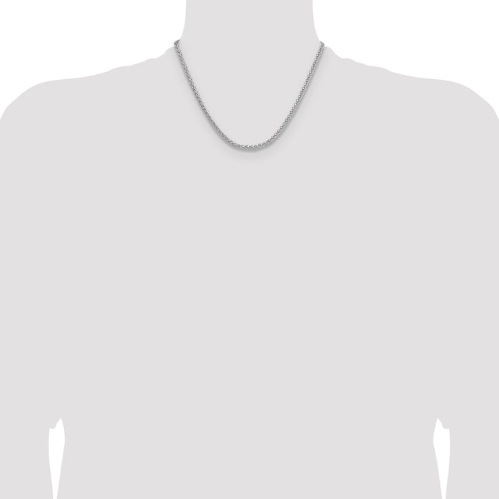 Buy Stylish 3.5mm Rhodium-Plated Sterling Silver Diamond-Cut Spiga Chain-4