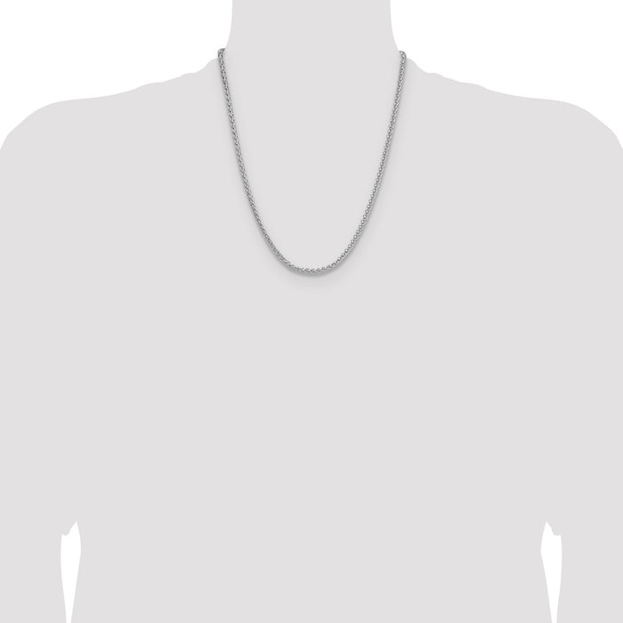 Buy Stylish Rhodium-Plated Sterling Silver 3.5mm Diamond-Cut Spiga Chain-4