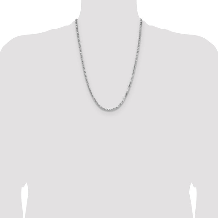 Buy Stylish 3.5mm Rhodium-Plated Sterling Silver Diamond-Cut Spiga Chain-4