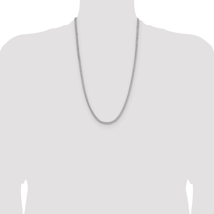 Buy Stylish 3.5mm Rhodium-Plated Sterling Silver Diamond-Cut Spiga Chain-4