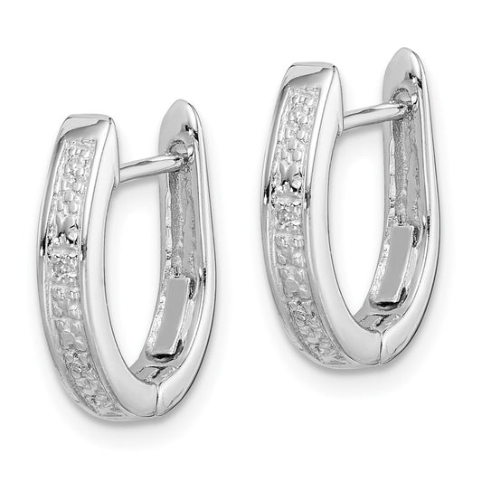 High-Quality Rhodium-Plated Sterling Silver Diamond Hoop Earrings - Stylish Value