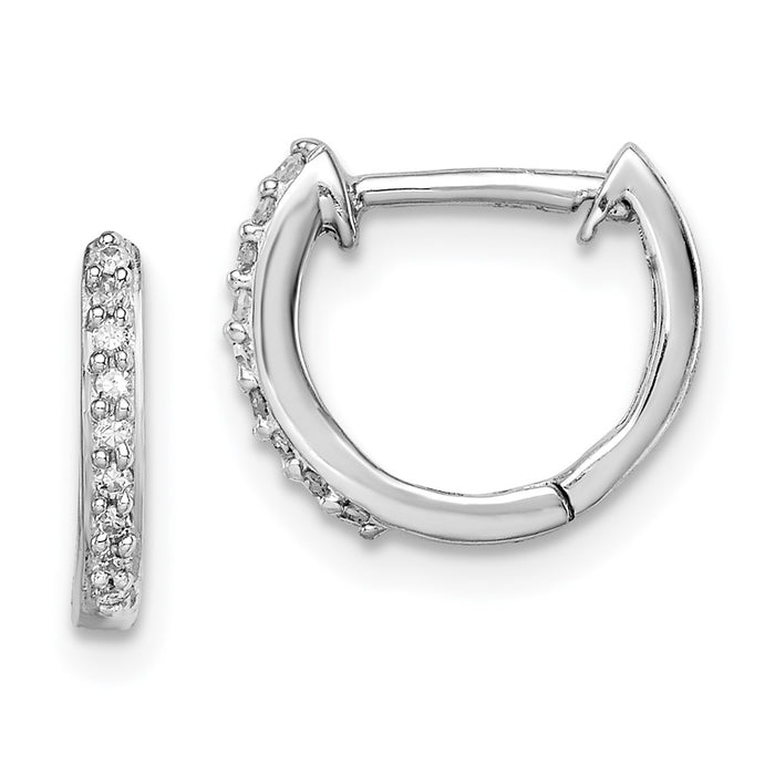 Shop Exclusive Rhodium-Plated Sterling Silver Diamond Huggie Earrings - Stylish Value!-1