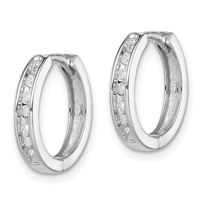 Buy Stylish Rhodium-Plated Sterling Silver Diamond Huggie Earrings-2