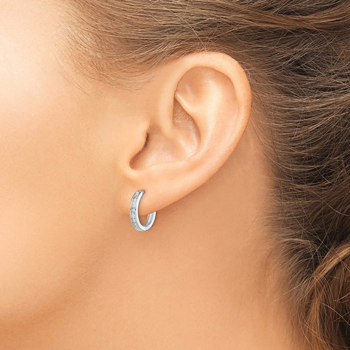 Buy Stylish Rhodium-Plated Sterling Silver Diamond Huggie Earrings-3