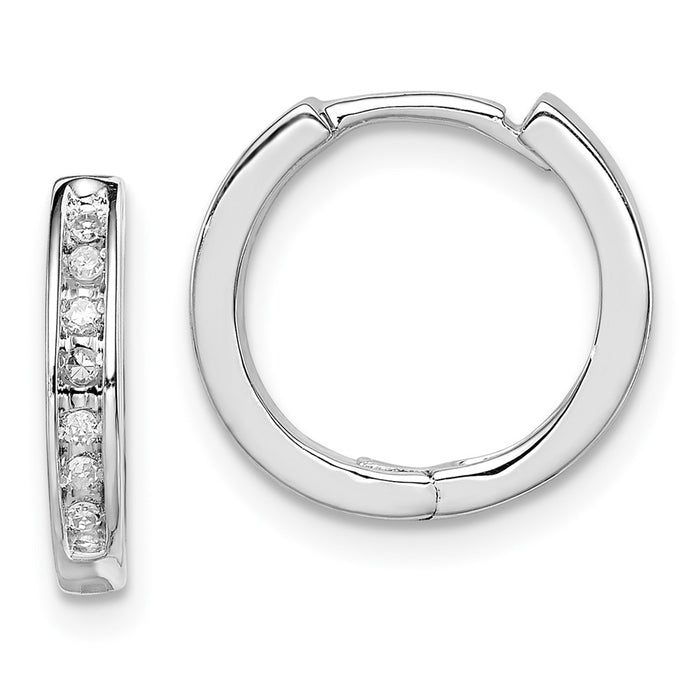 Buy Stylish Rhodium-Plated Sterling Silver Diamond Huggie Earrings-1
