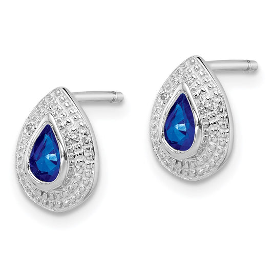 Shop High-Quality Rhodium-Plated Sterling Silver Dark Sapphire & Diamond Earrings - Stylish Value!